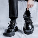 Amozae- Gusan Extra Round Toe Glossy Derby Shoes