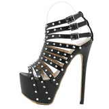 Amozae-2024 New Summer Platform High Heels Sandals Women Sexy Peep Toe Pumps Fashion Rivet Decoration Ladies Party Pole Dance Shoes