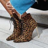 Amozae-2024 Women Boots 10cm High Heels Fetish Stripper Ankle Booties Leopard Crocodile Print Silver Ankle Boots Gold Fetish Red Shoes