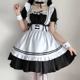 Amozae--2024 Black Cute Lolita Maid Costumes Girls Women Lovely Maid Cosplay Uniform Animation Show Japanese Outfit Dress Clothes