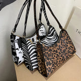 Amozae-Gusure Fashion Leopard Pattern Shoulder Women Bag Hand Bag Personality Wild Pu Leather Designer Purses and Handbags