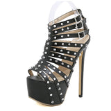 Amozae-2024 New Summer Platform High Heels Sandals Women Sexy Peep Toe Pumps Fashion Rivet Decoration Ladies Party Pole Dance Shoes