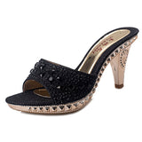 Amozae- WDHKUN Spike Heels Women Pumps Sexy High Heels Women Crystal Party Women Shoes Gold Open Toe Ladies Shoes