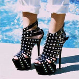 Amozae-2024 New Summer Platform High Heels Sandals Women Sexy Peep Toe Pumps Fashion Rivet Decoration Ladies Party Pole Dance Shoes