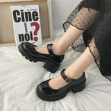 Amozae- Amozae Student Shoes College Girl Student LOLITA Shoes JK Uniform Shoes PU Leather Heart-shaped Ankle-strap Mary Jane Shoes