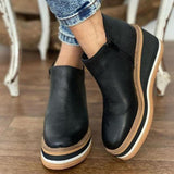 Amozae- Amozae Autumn Women Ankle Boots Side Zipper Platform Shoes Solid Color Casual Shoes for Women 2025 Wedges Sewing Lady Boot Mujer Botas