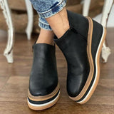 Amozae-2024 Fall Women Ankle Boots Soild Color Side Zipper Ladies Casual Boots Wedges Low Top Round Toe Casial All Match Woman Booties