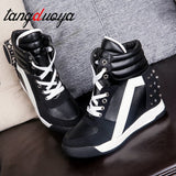 Amozae- Amozae Hot Sales Rivets Black White Hidden Wedge Heels Casual Shoes tenis feminino High Top Shoes Trainers Women Zapatos Mujer 2025