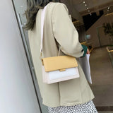 Amozae-Contrast color Leather Crossbody Bags For Women Travel Handbag Fashion Simple Shoulder Messenger Bag Ladies Small Flap Bag