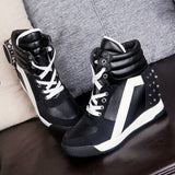 Amozae- Amozae Hot Sales Rivets Black White Hidden Wedge Heels Casual Shoes tenis feminino High Top Shoes Trainers Women Zapatos Mujer 2025