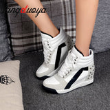 Amozae- Amozae Hot Sales Rivets Black White Hidden Wedge Heels Casual Shoes tenis feminino High Top Shoes Trainers Women Zapatos Mujer 2025