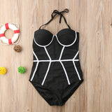 Amozae-2024 Women Strapless Patchwork Body Push Up Swimwear Lady Beachwear 1 Piece Swimsuit Bodysuit Swimming Bathing Suit
