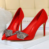 Amozae-2024 Women 9.5cm High Heels Slingback Fetish Pumps Lady Scarpins Wedding Bridal Stripper Glitter Crystal Heels Prom Red Shoes