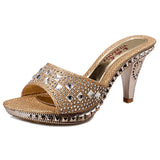 Amozae- WDHKUN Spike Heels Women Pumps Sexy High Heels Women Crystal Party Women Shoes Gold Open Toe Ladies Shoes