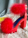 Amozae-Furry Chunky Heel Sandal