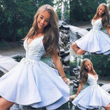 Amozae--hoco dresses -2024 graduation Burgundy Red Light Sky Blue Cute v neck lace short prom dress homecoming dress