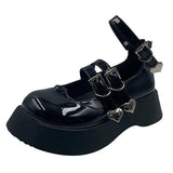 Amozae-back to school outfits Heart Buckle Chunky Sandals