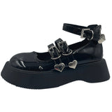 Amozae-back to school outfits Heart Buckle Chunky Sandals