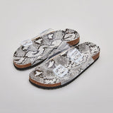 Amozae Clear Straps Silver Buckles Cheetah Slippers