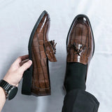 Amozae- Janggi Croc Patent Tassel Loafers