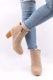 Amozae-Frosted Round Toe Chunky Heel Ankle Boots