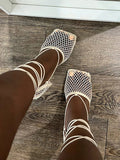 Amozae-Square Toe Mesh Wrap Sandals