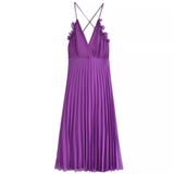 Amozae-dress to impress party dress nye outfits Purple V-neck suspender dress  YM1376