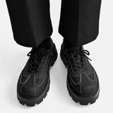 Amozae- Matt Black Contrast Stitch Chunky Oxford Shoes