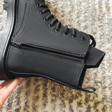 Amozae- Munhak Matte Black Chunky Lace-Up Boots