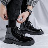 Amozae- Namsan Patent Chunky Sole Shoe Boots