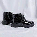 Amozae- Namsan Patent Chunky Sole Shoe Boots