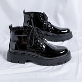 Amozae- Namsan Patent Chunky Sole Shoe Boots