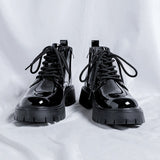 Amozae- Namsan Patent Chunky Sole Shoe Boots