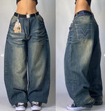 2000s dti Fashion Brand JNCO Hip Hop Embroidered Large Pocket Jeans Men's and Women's Y2g High Street Mopping Wide Leg Pants