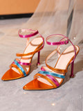 Amozae-Colorblock Ankle Strap Heels