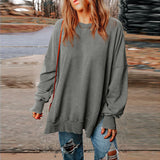 fall outfits women Autumn New Solid Color Pullover round Neck Long Sleeve Top Women's Long Casual Loose Sweater Women's Clothing