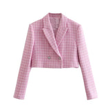 fall 2024 fashion trends Spring and Summer Women's New Houndstooth Texture Casual Short Suit Jacket + Shorts Suit