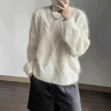 birkenstock clogs outfit fall Cloud-like Soft Casual Simple Style Comfortable Solid Color Crocheted Sweater Loose Knitted Top Meinuo Wool