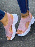Amozae-Slip On Peep Toe Knitted Sandals