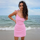 homecoming dresses Style Summer 2024 Sexy Strap Cotton Linen Pink Short Nightdress Soft Home Wear Women Can Wear outside Fashion