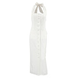 dress to impress codes White Fashion Commuter Halter Backless Dress Summer New High-Grade Dress