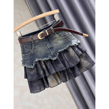 y2k outfits Women's Patchwork Denim Skirt 2024 New Age-Reducing Versatile Fashionable High Waist Slimming A- Line Skirt