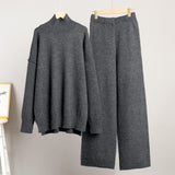 discover style ideas Turtleneck Sweater Suit Women's Autumn and Winter New Loose Casual Lazy Thick Knitted Trousers Suit