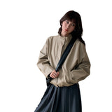 fall outfits 2024 The Blank Korean Style Elegant Simple Leather Jacket Women's Short Long-Sleeved Top Outer Wear 