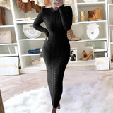 crystal fascination dress to impress 2024 Autumn and Winter New Women's Fashion Twist Long Sleeve Wool Dress