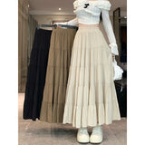 church outfit Elastic Waist Cake Skirt for Women Spring and Summer New High Waist Slimming Design Stitching A- line Large Swing Umbrella Skirt Long Skirt