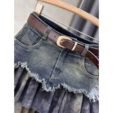 y2k outfits Women's Patchwork Denim Skirt 2024 New Age-Reducing Versatile Fashionable High Waist Slimming A- Line Skirt