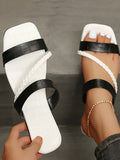 Amozae-Striped Square Toe Resort Sandals