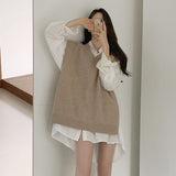 2024 fall fashion trends Long Sleeve Polo Collar Lace-up Loose Shirt Dress Spring and Autumn New Women's Clothing Salt Korean Style Stacked Short Skirt