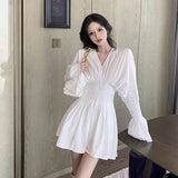 fall outfits Autumn Elegant Goddess Style A- line Skirt Women's V-neck Fashion Scheming Waist-Tight Dress